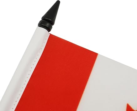 AZ FLAG - Canada Table Flag 4'' x 6'' - Canadian Office Mini Banner 100% Polyester 15 x 10 cm - Mini Desk Flag with 10'' Pole and Black Plastic Base