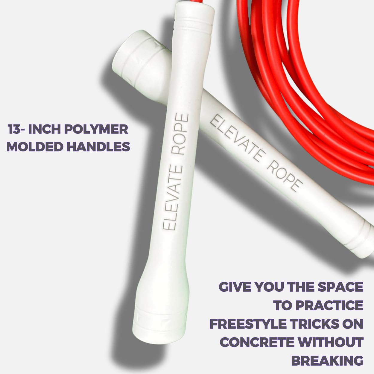 Elevate Rope Skipping MAX (BLOOD) - Cuerda de saltar de PVC resistente con núcleo de nailon (5 mm de grosor, para niños y adultos, longitud máxima de 3 m, asas fuertes, 1 blanco, 1 rojo)
