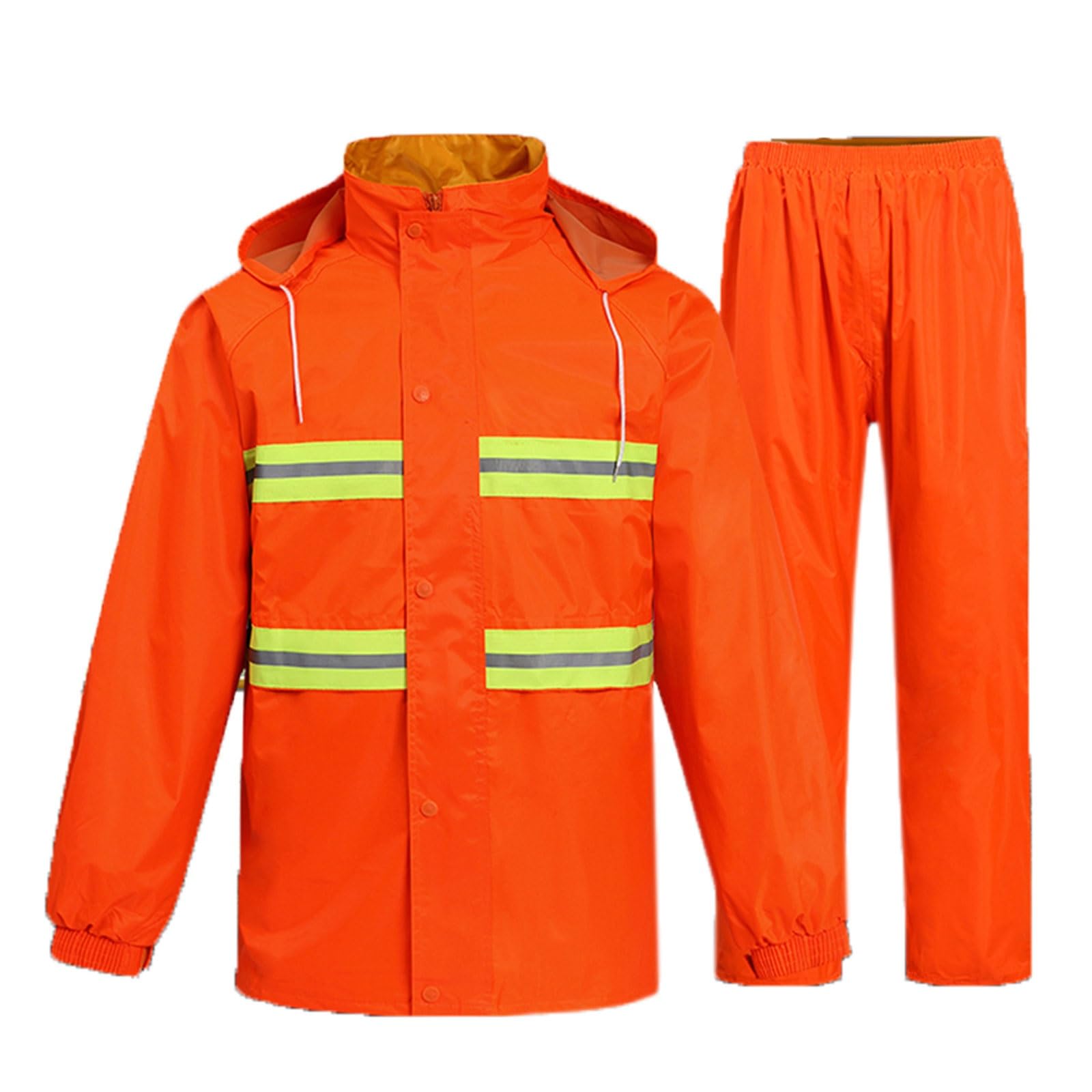Chaleco reflectante de alta visibilidad, Traje de lluvia ligero reflectante alta visibilidad con capucha for hombres tallas múltiples naranja