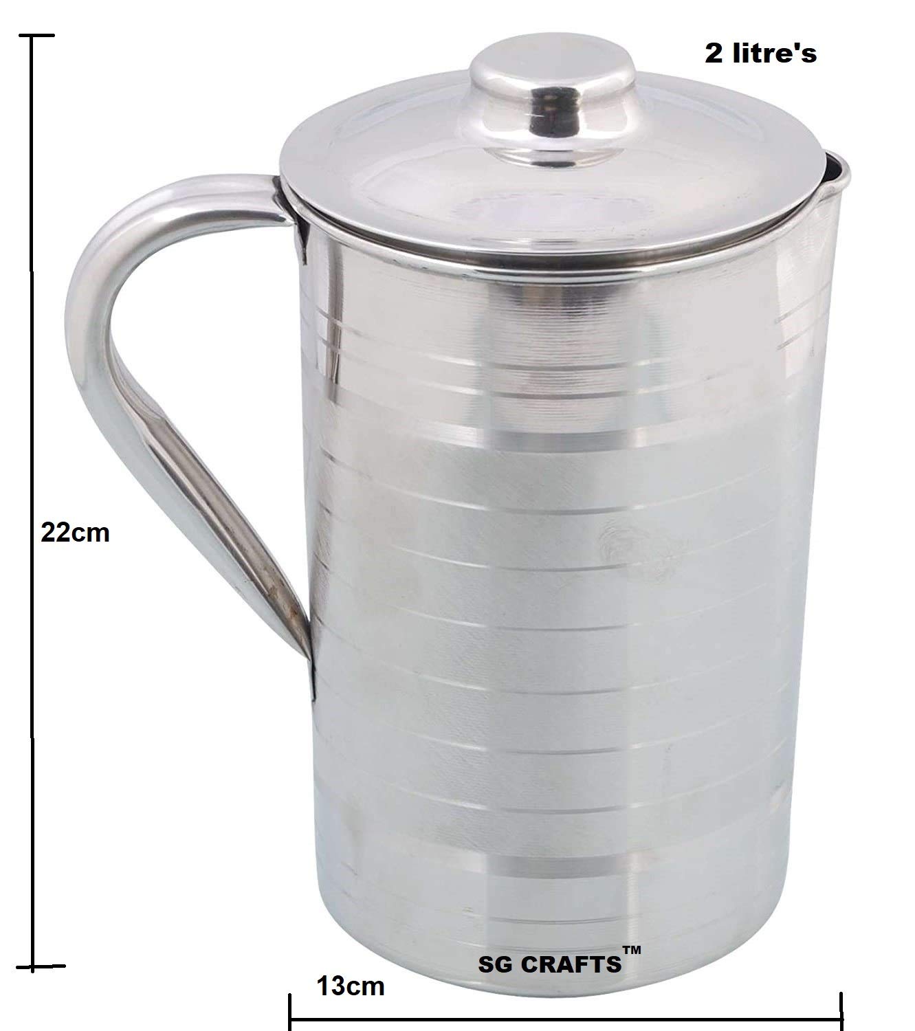 Stainless Steel Water Jug - 2L with Silver Design -2 Stainless Steel Water Jug - 2L with Silver Design -2