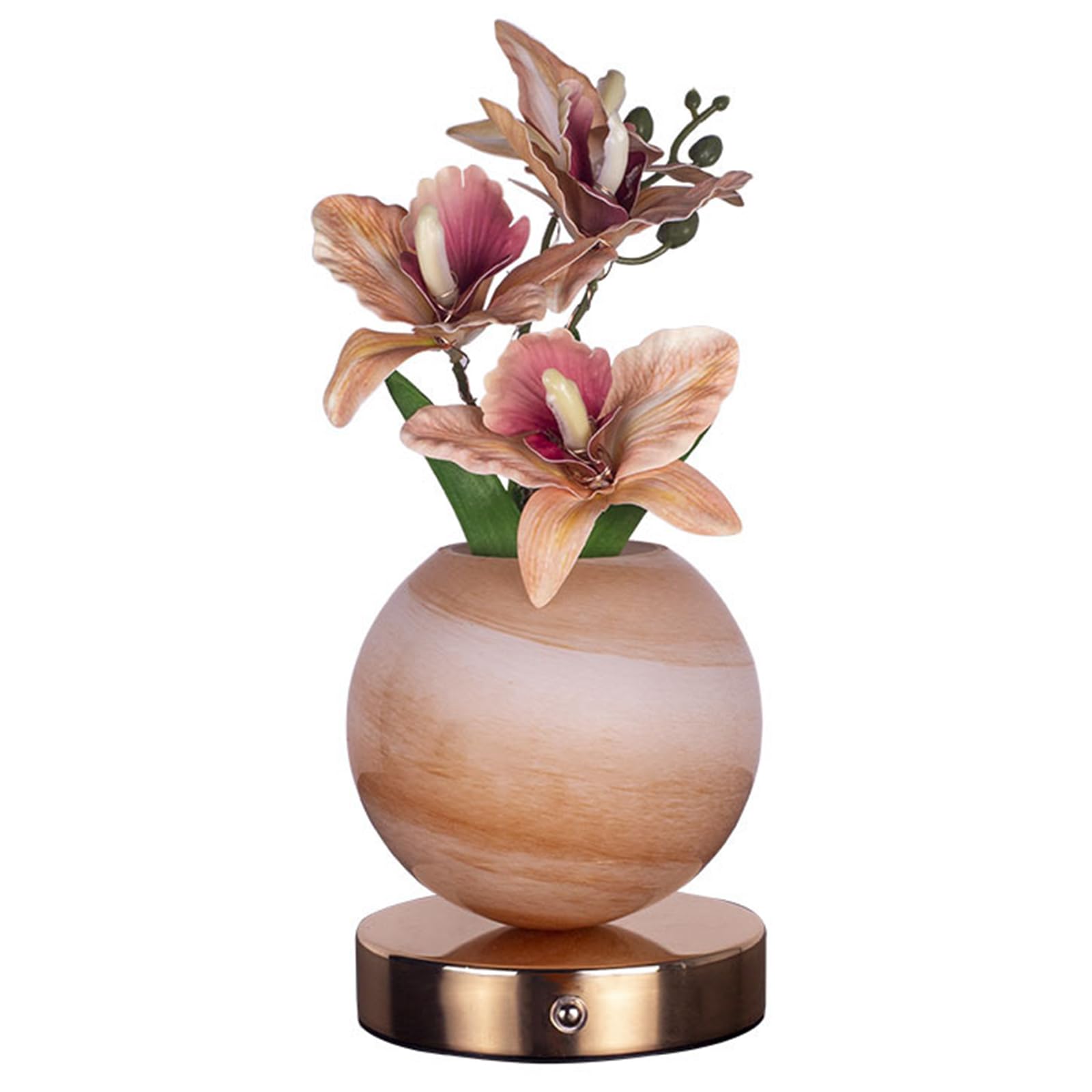 Wekity Tulip Flower Lamps, 3 Colors Dimmable Planet Night Light, Rechargeable Cordless Tulip Small Table Lamp for Date Party Home Decoration (Champagne - Orchid)