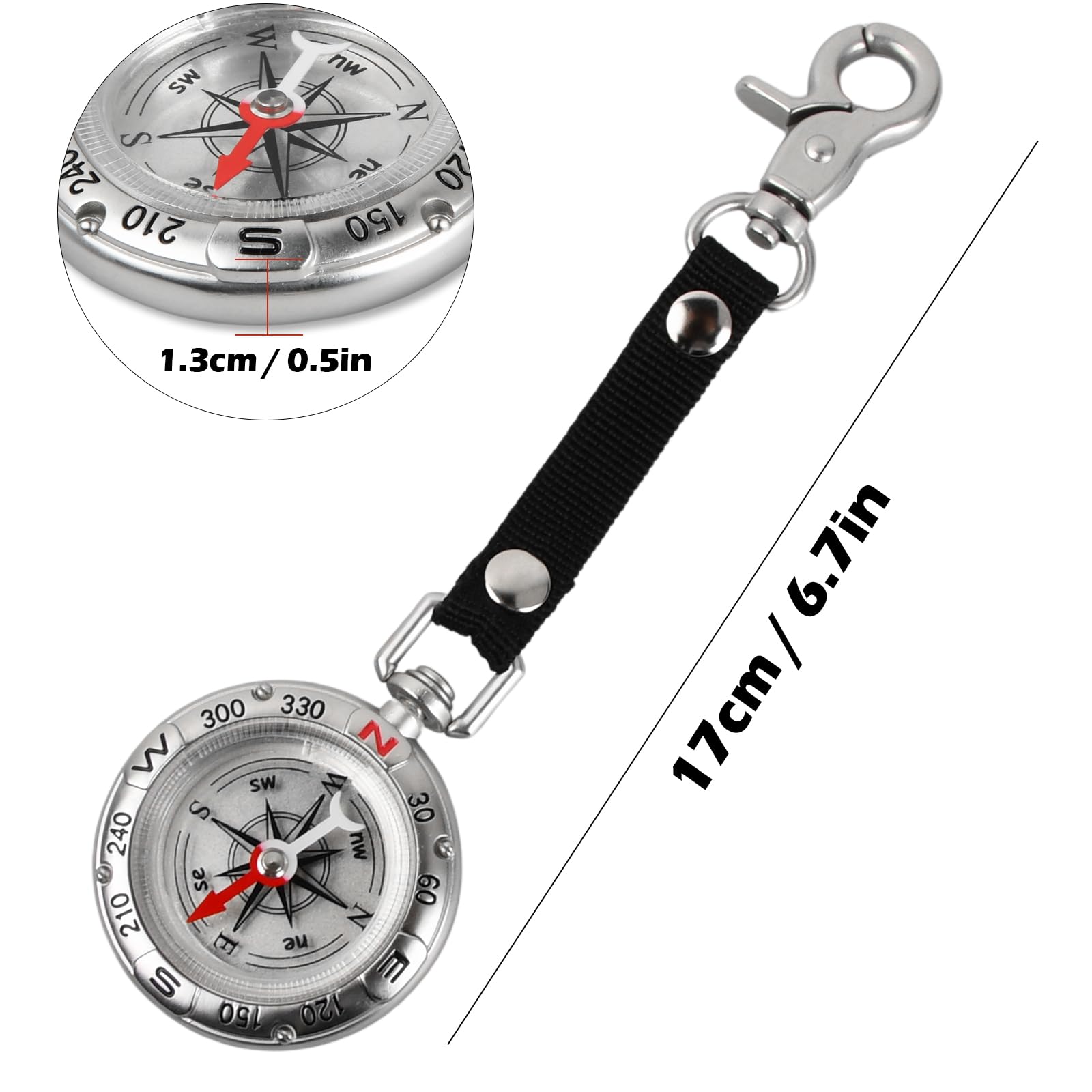 Boussole portable vintage avec mousqueton pour alpinisme randonnée