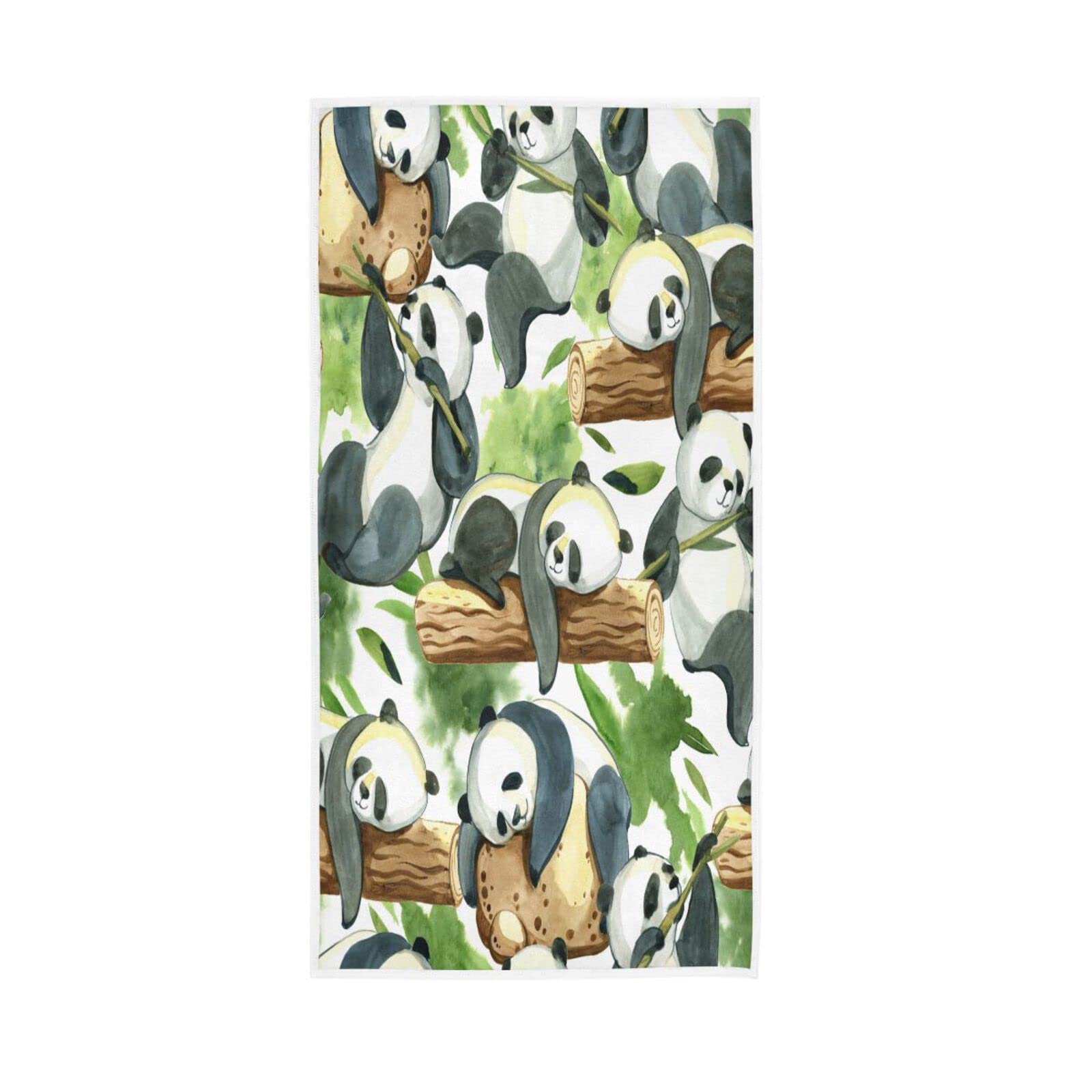LSRCPD Hand Towels Cute Panda Print Decor Fingertip Soft Face Towel Absorbent Bathroom Kitchen Towels