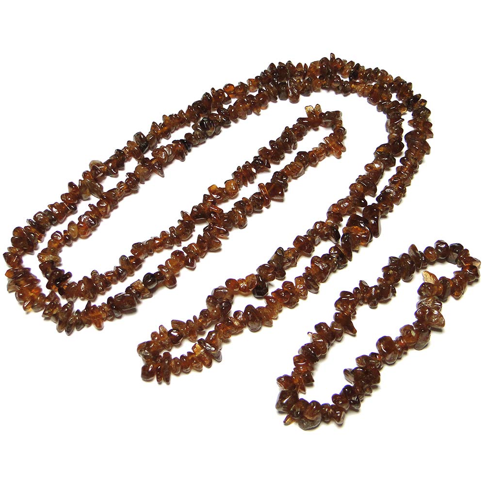 Natures Crest Hessonite Garnet Natural Stone Tumbled Chip Necklace 32" & Bracelet Set Gemstone for Vastu Healing Mediation Reiki & Pooja (B08BG6ZGMW) Amazon Price History, Amazon Price Tracker
