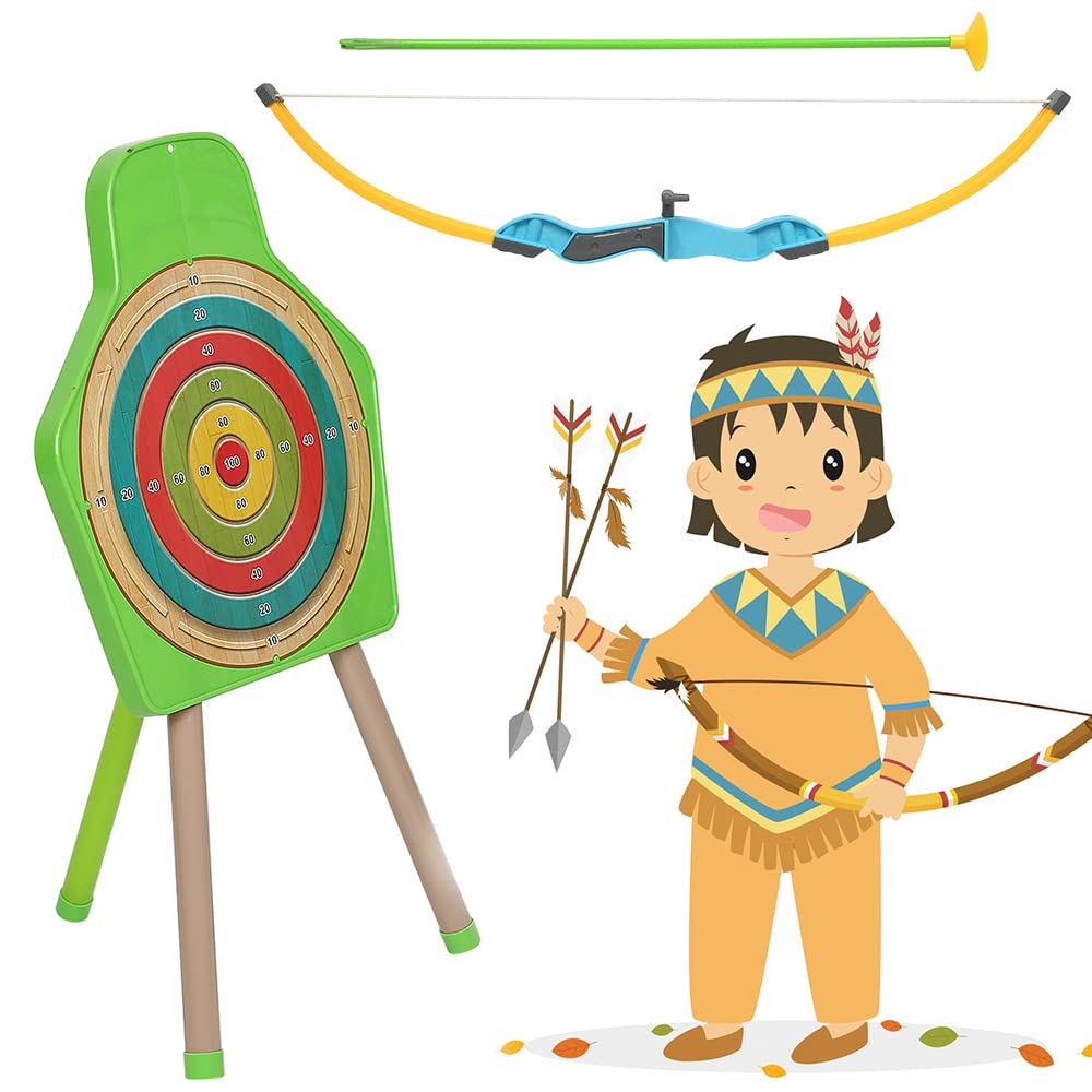 HUOLE Ensemble de Tir à l'arc pour Enfants, Arc et Flèche Enfant Jouets, Ensemble de Combinaison de Double Cible de Tir, Comprenant avec 6 Flèches, 2 Arc, Intérieur et Extérieur Jeux pour Enfants