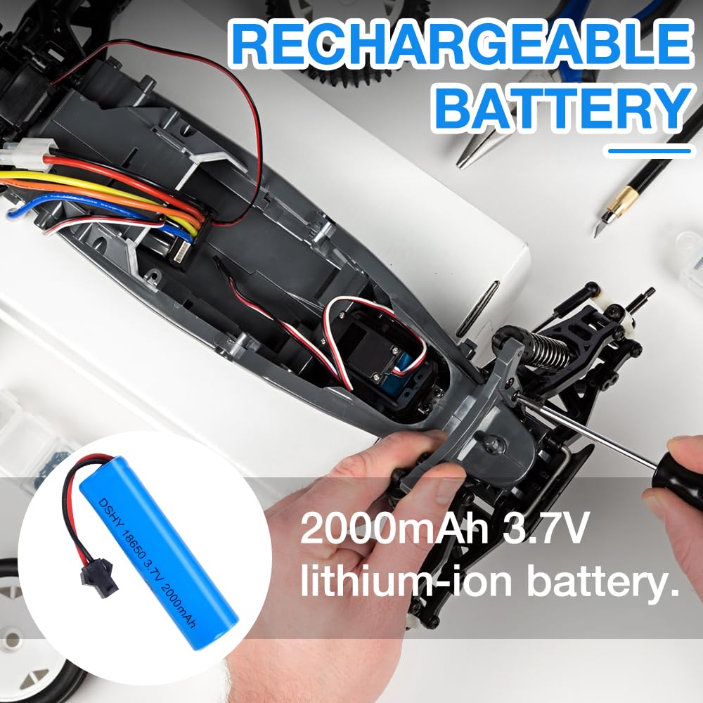 4PCS LiPo Batteria 1800mAh 3,7V RC Batterie Ricaricabili con USB cavo di ricarica e spina SM 2P, RC Batteria al litio 18650 per RC Auto Telecomandato Camion RC Robot