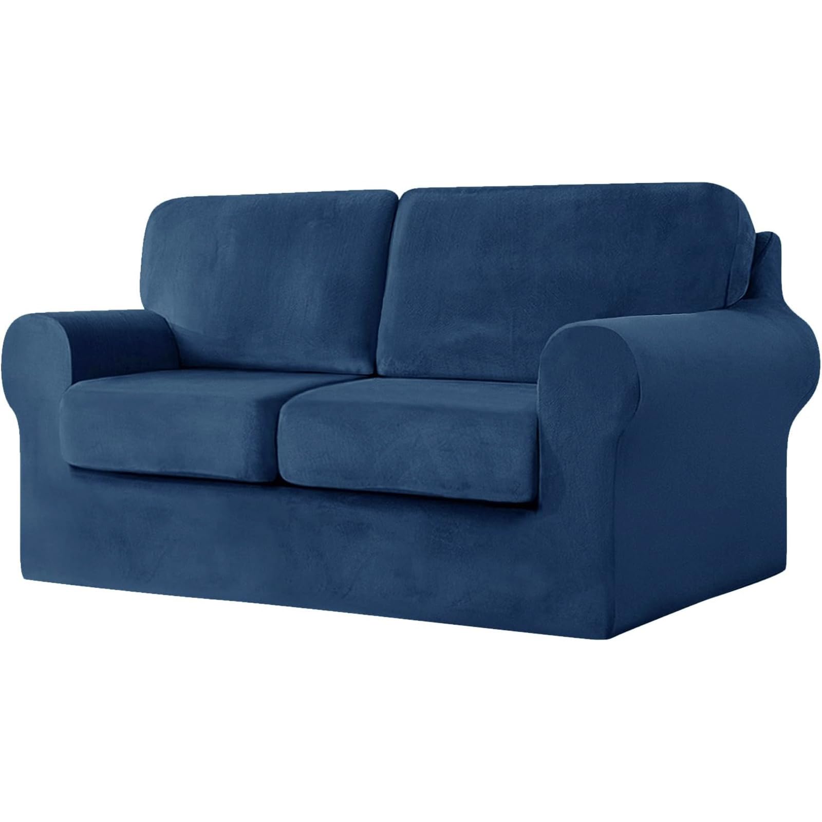 SYLC Sofa Cover with Separate Seat Cushions and Backrests Stretch Velvet Sofa Slipcover Couch Covers Furniture Protector Split Combined (Blue,Large 2 Seat Set 5 PCS)