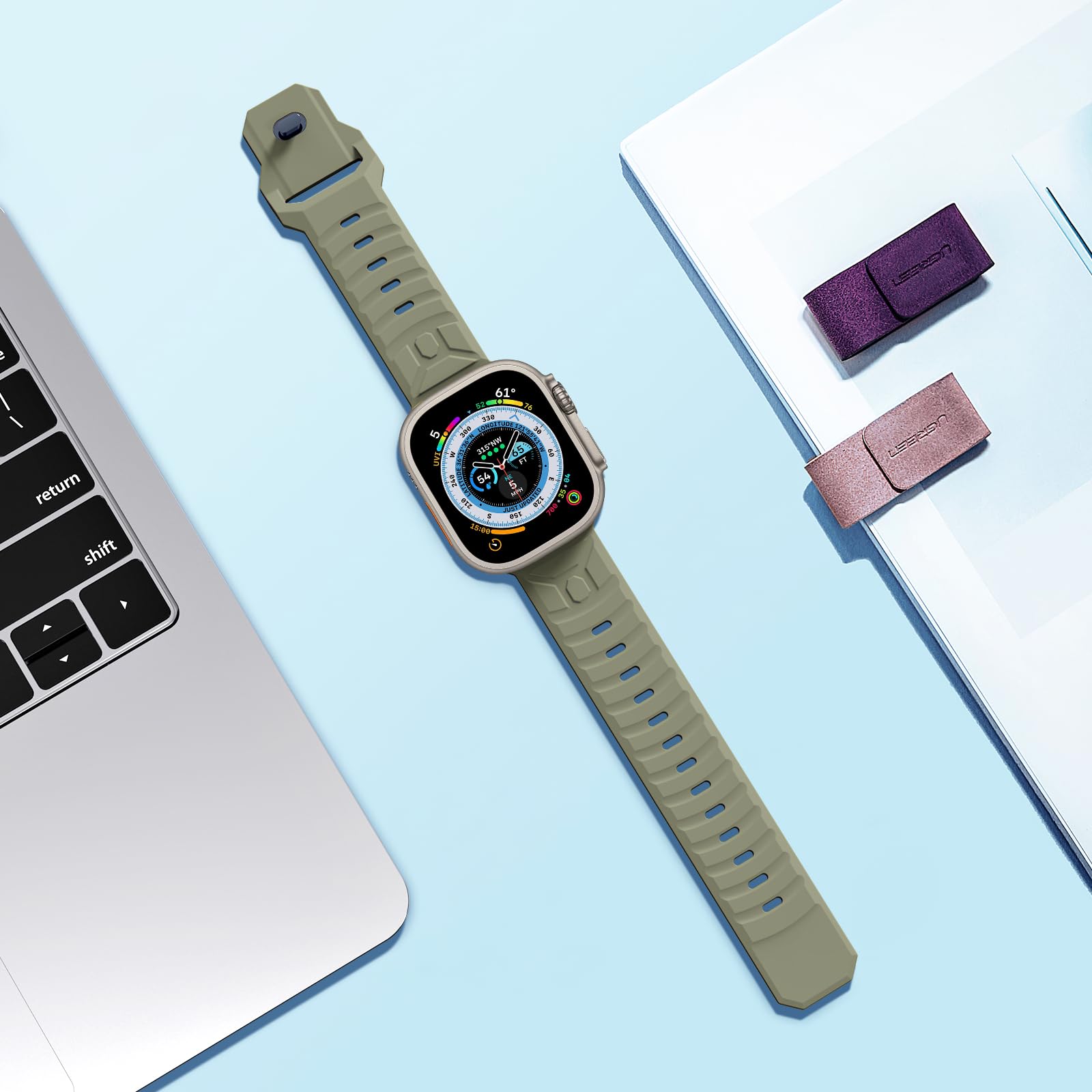 Paski sportowe kompatybilne z Apple Watch Ultra 2/Ultra SE Series 9/8/7/6/5/4/3/2/1, 49 mm, 45 mm, 44 mm, 42 mm, dla kobiet/mężczyzn, silikonowy pasek do zegarka iWatch