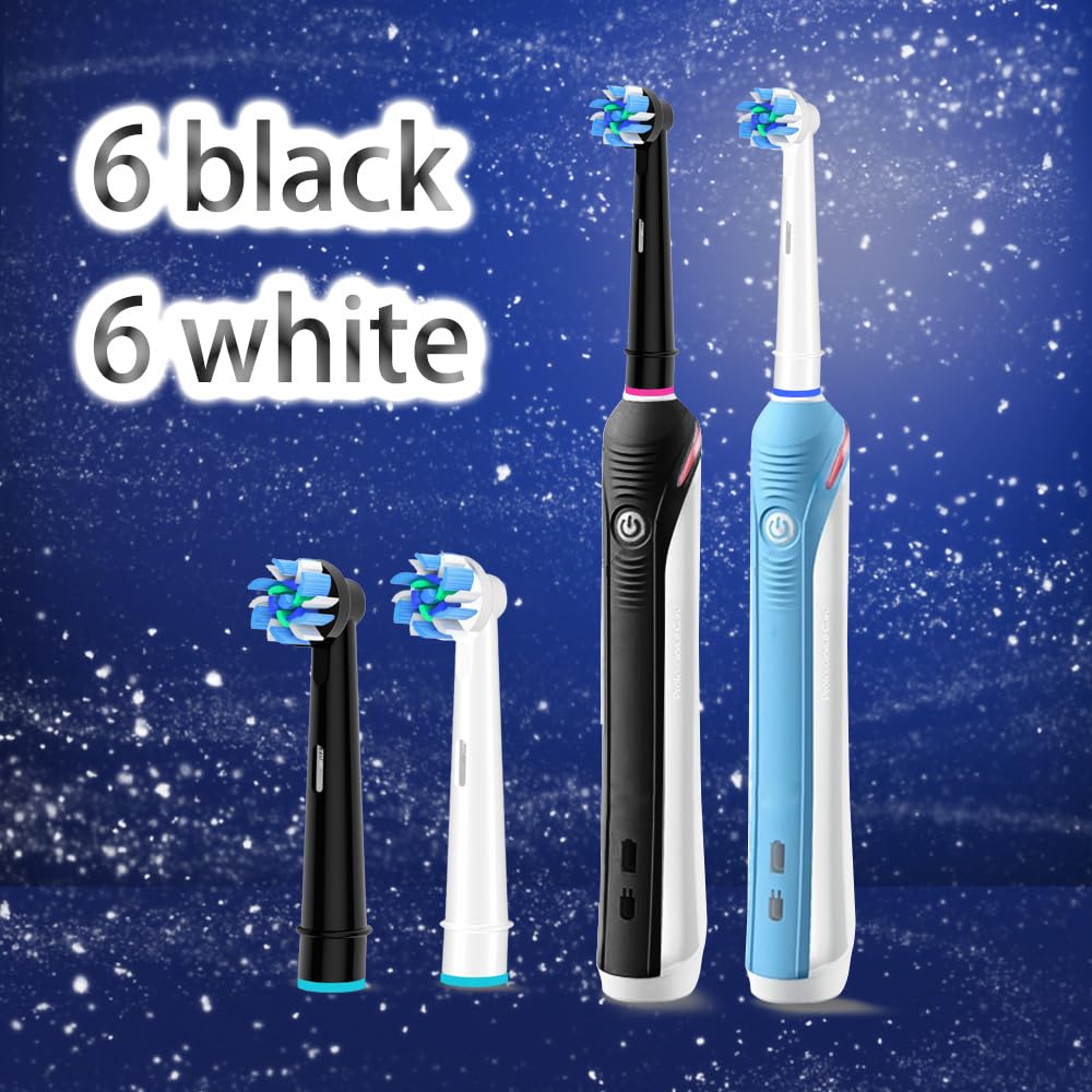 12 cabezales de repuesto para cepillos de dientes eléctricos Oral B Pro 1000, 9600, 500, 7000, 3000, 8000, negro y blanco para el hogar