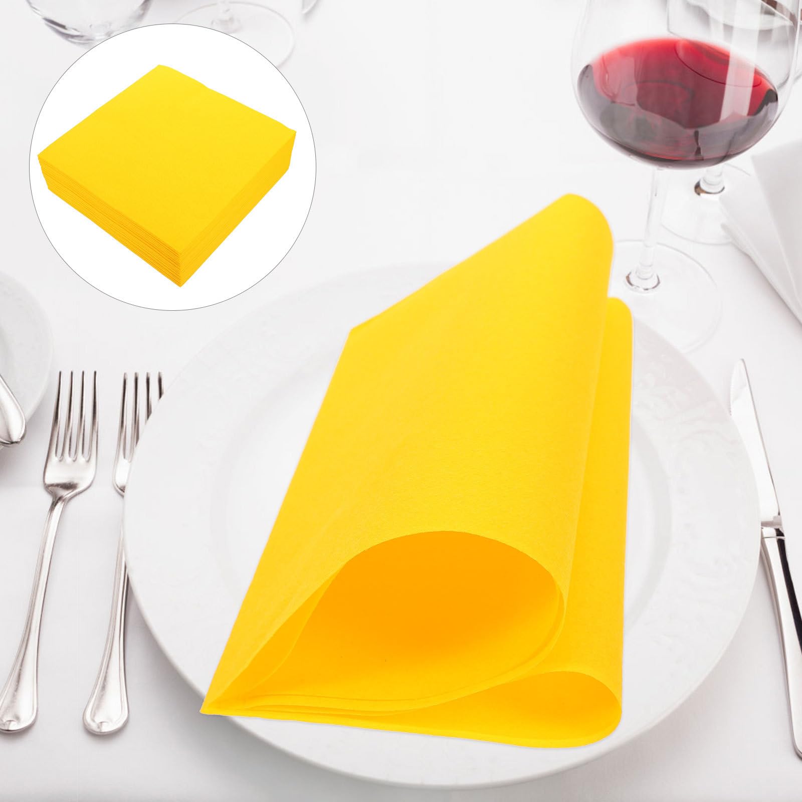 Lot de 50 Serviettes en Papier Épaisses Jaunes Anti-poussière, Serviettes Jetables Décoratives pour Fêtes, Réceptions de Mariage et Dîners, Accessoires de Table à Usage Unique