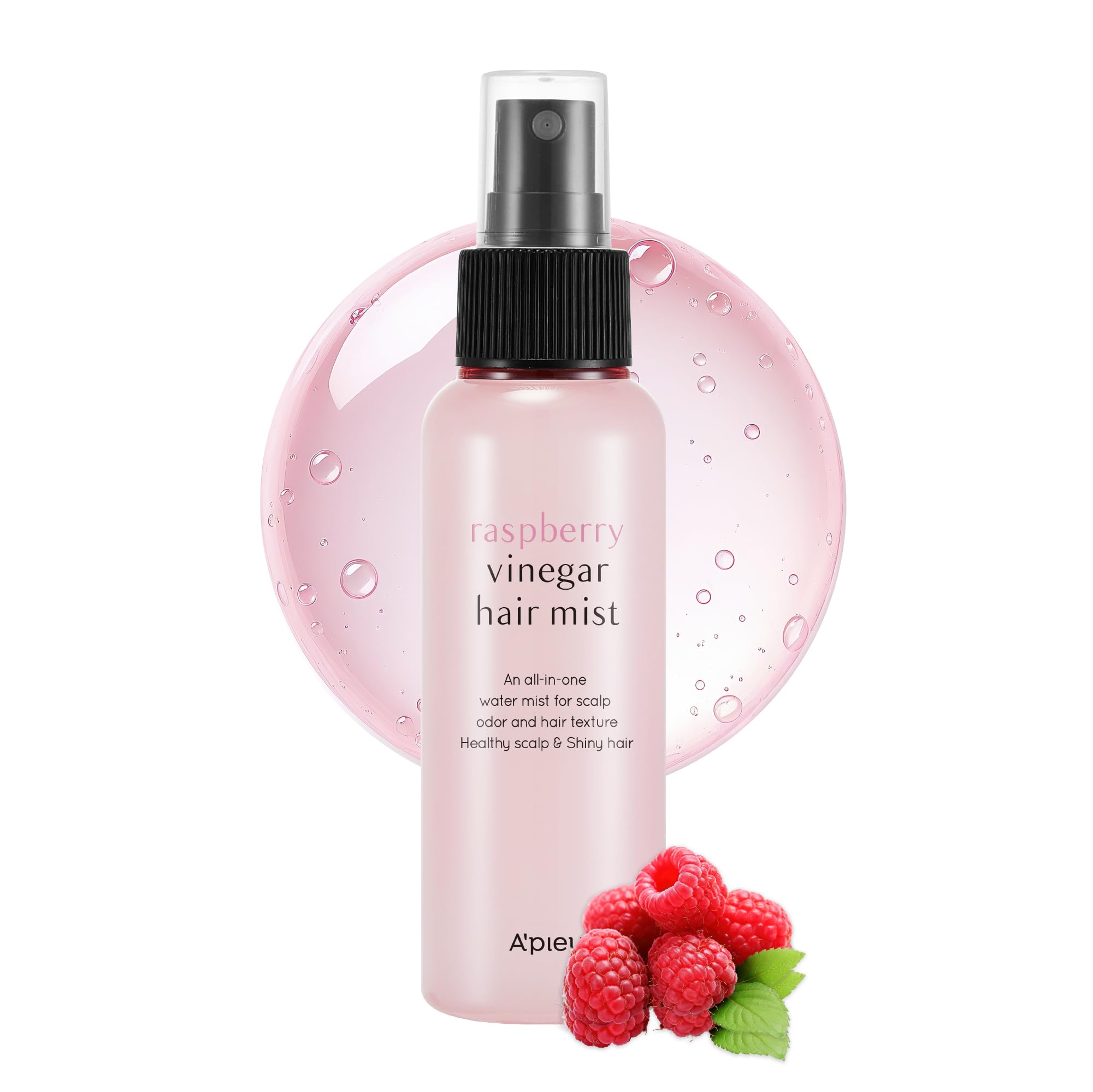 A'PIEU RASPBERRY VINEGAR HAIR MIST (3.55 fl oz) Scalp Hair Care Mist, Frizz-free, Refreshing Floral Scent All Day, Non-sticky