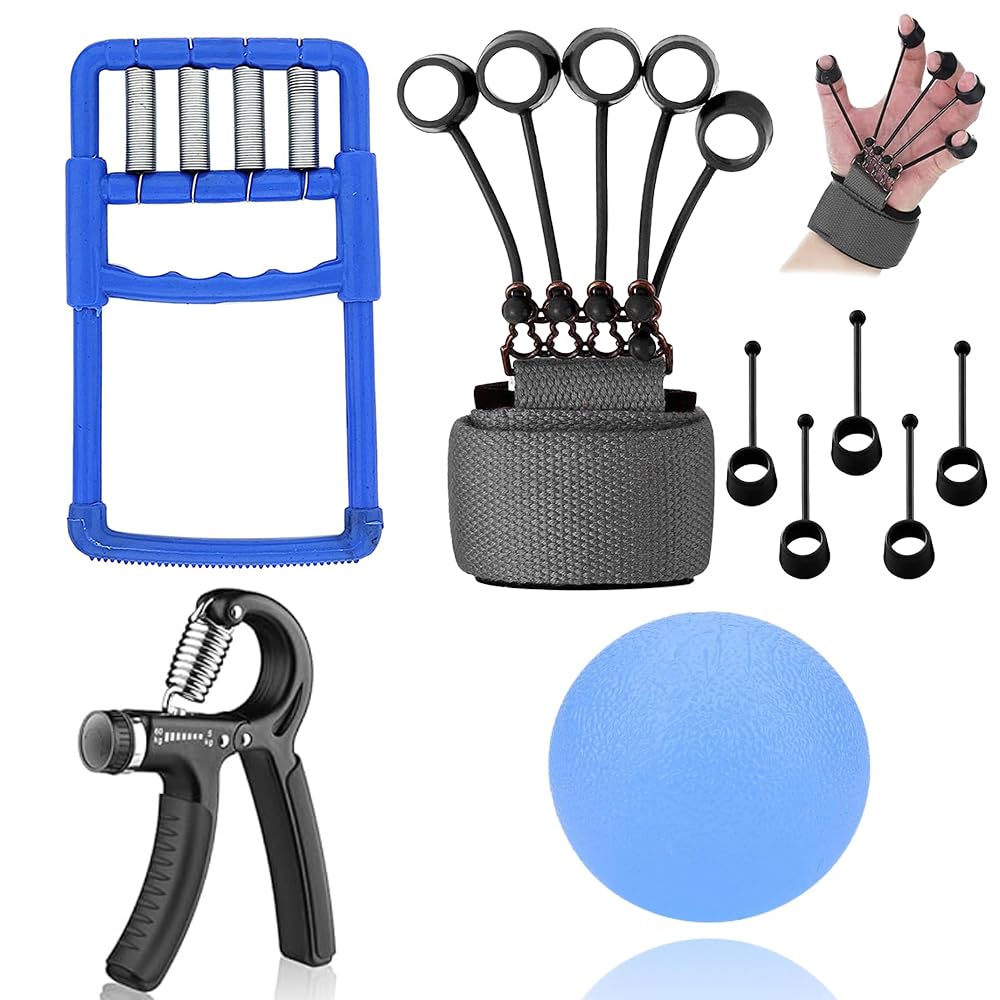 MCP Healthcare Pack of 4 Fitness Combo: Hand Grip, Finger Exerciser, Gel Ball, and Accessory Kit Transform Your Fitness Routine