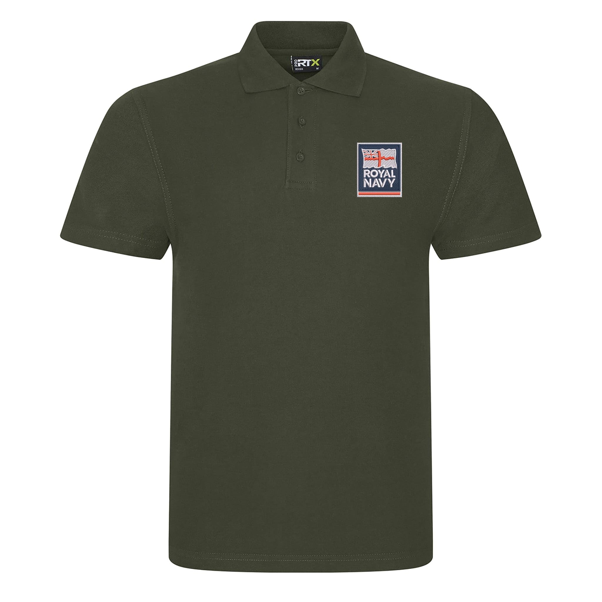 The Military Store Men's Military Green Royal Navy Embroidered Polo Shirt, 2X Large