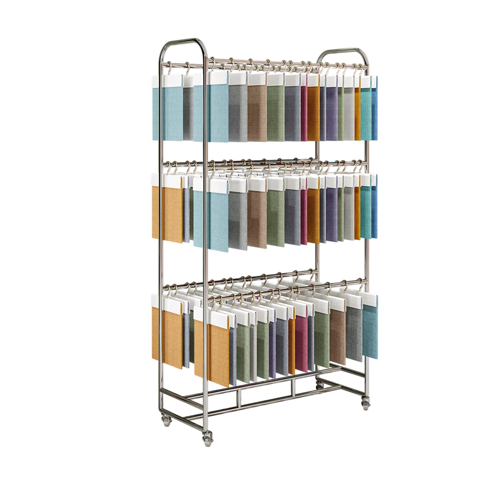 Espositore per campioni di tessuto, organizer da pavimento in metallo per tessuti, sciarpe e pantaloni, ideale per negozi e fiere, design a strato singolo