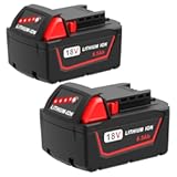 2 Pack 6&period;5Ah 18V Batteries Replace for Milwaukee M18 Battery Lithium lon 48-11-1860 48-11-1850&comma; Compatible with m18 Milwaukee Battery Charger and 18 Volt Cordless Power Tools
