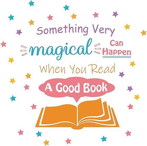 Miniatura 1 de PLIGREAT Calcomanías de pared de lectura, Something Very Magical Can Happen When You Read A Book Vinilo decorativo de pared para dormitorio, sala de
