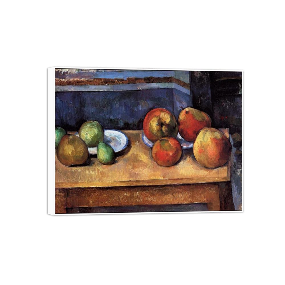 SDYSKKUG Canvas Wall Art Picture Decor Fruits by Paul Cezanne 80x60cm White Frame
