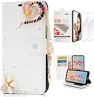 Vista 5 de STENES Bling SSBLDwSPSeries-15 - Funda de piel con tapa y protector de pantalla, diseño 3D hecho a mano