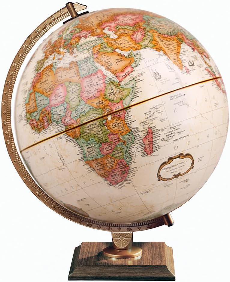 Gulf of America- Replogle World Classic Globe, 12" Desktop World Globe For Home or Office Desk Decor, Raised Relief, Up-to-date Cartography, Made in the USA, Antique