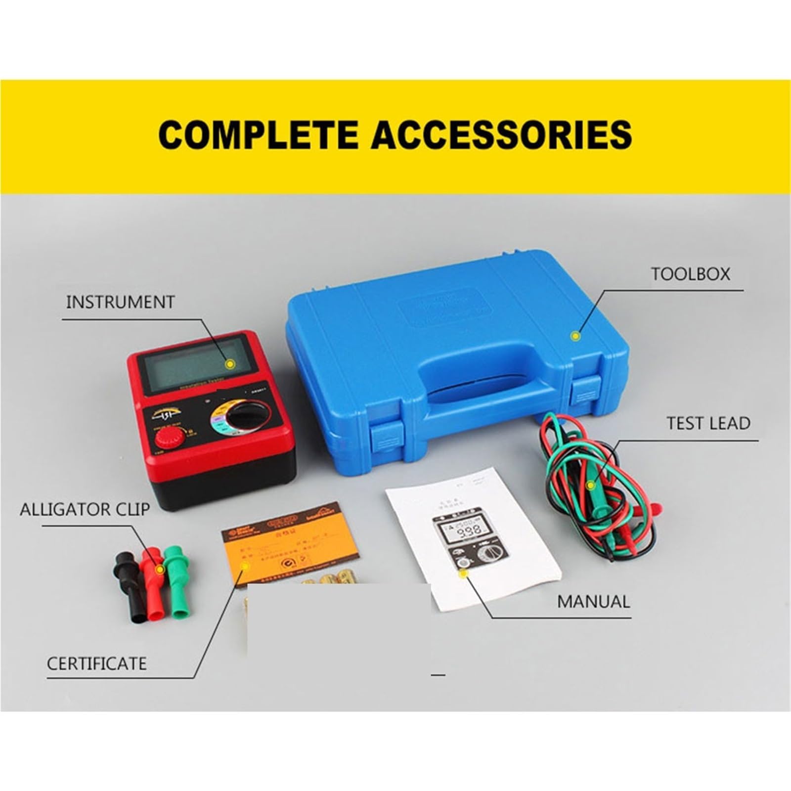 Probador digital de resistencia aislamiento 5000 V, medidor puesta a tierra, vibraciones, megóhmetro alta precisión AR3125/AR3126 Alta eficiencia(AR3123)