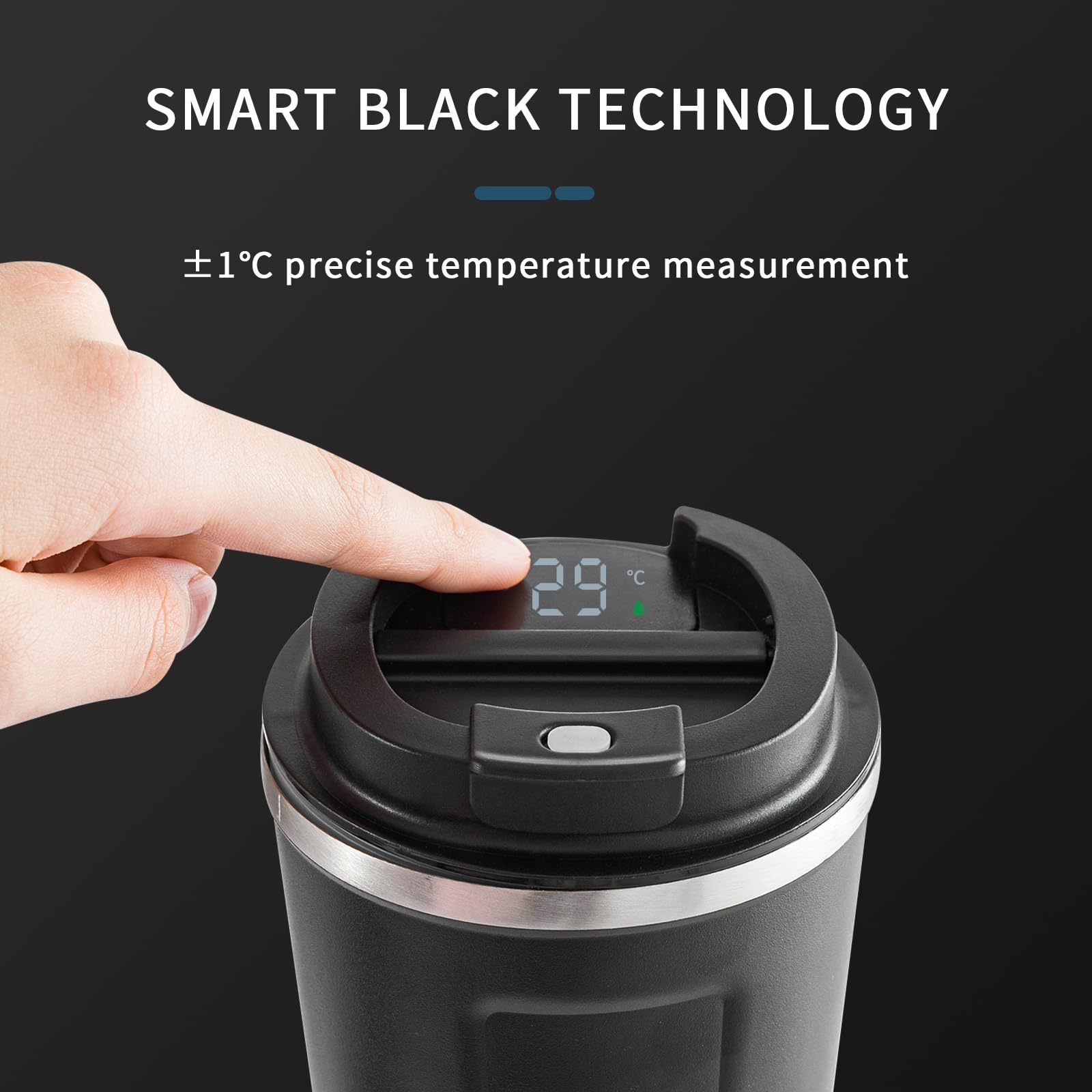 Newvenper Stainless Steel Vacuum Insulated Travel Coffee Mug, Led Temperature Display Insulated Tumbler - Image 3