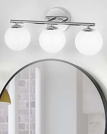 foucasal Globe Bathroom Light Fixtures Chrome Vanity Light with Plastic ...