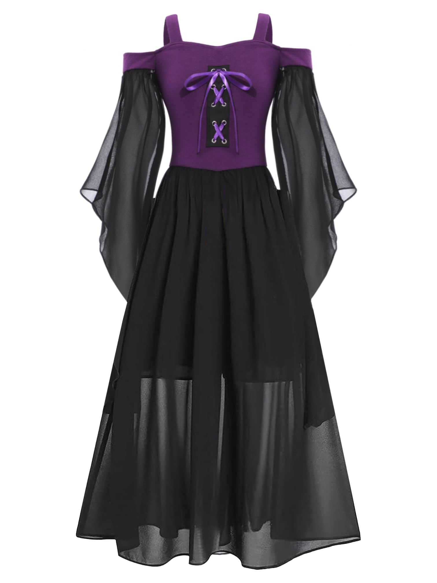 iiniim Disfraz Reina Medieval Niña Infantil Vestido Largo Cuello Cuadrado Princesa Disfraz para Fiesta de Halloween Juego de Roles Cosplay de Carnaval