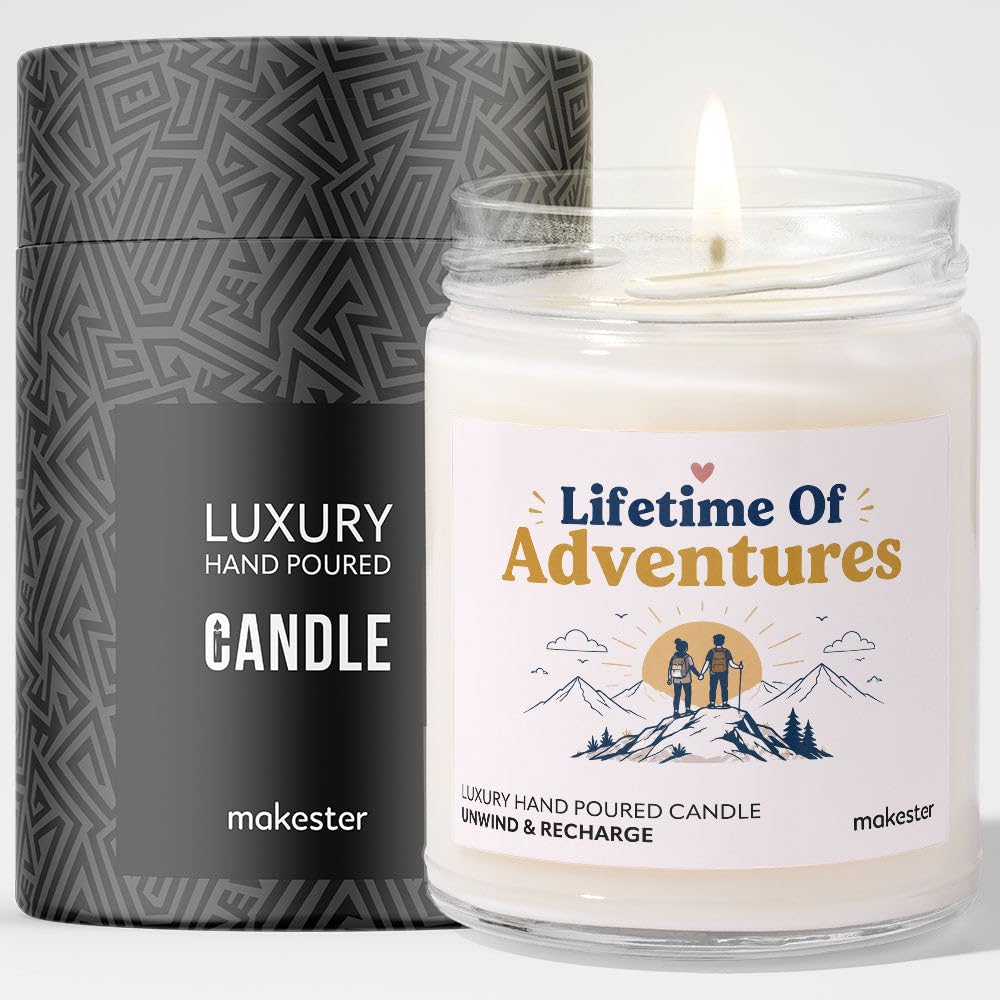 Wedding Gift for Hikers - Luxury Soy Wax Candle - Vanilla, Jasmine, Sugared Almond - Makester โ image 1