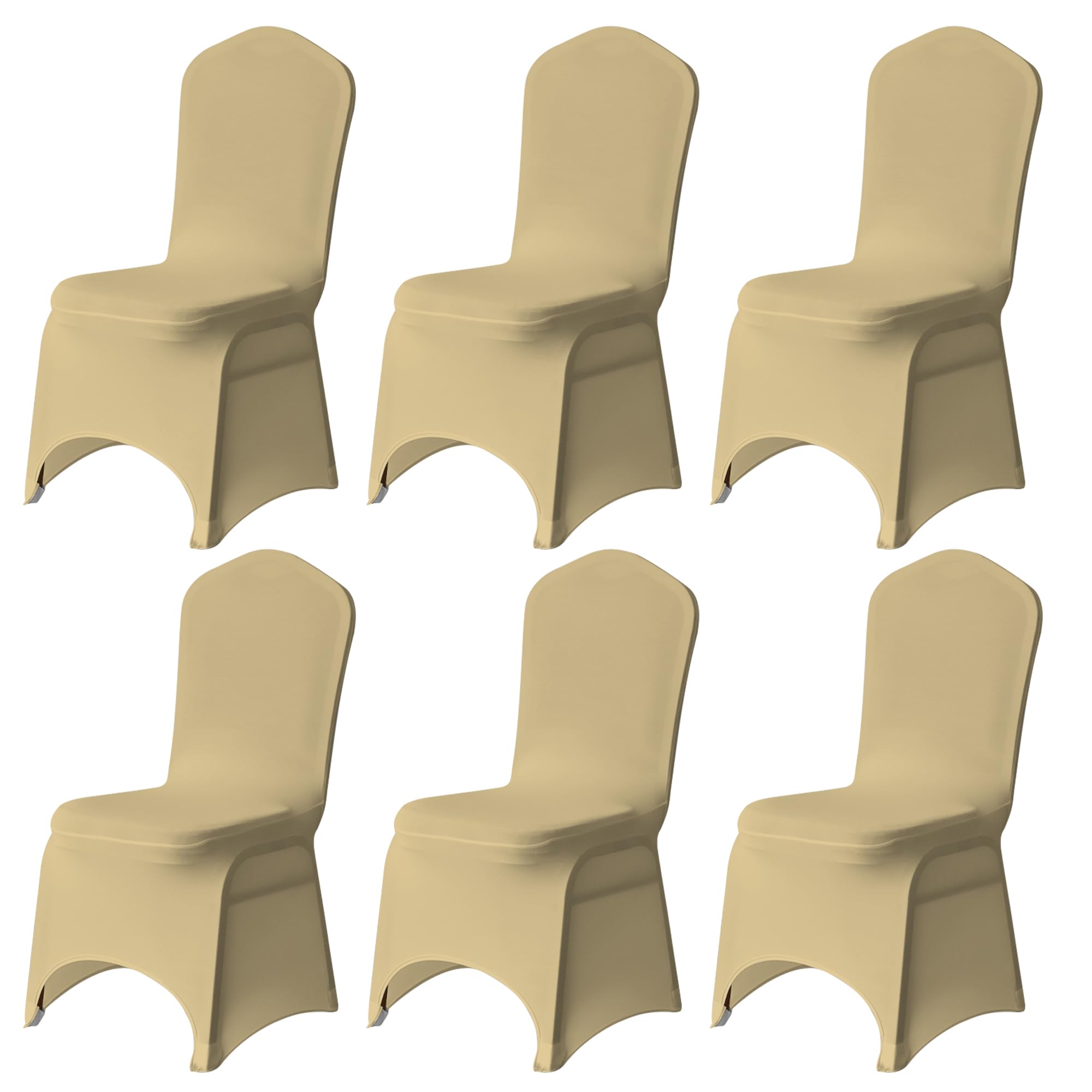 Trimming Shop 6pcs Champagne Wedding Chair Covers Stretch Slipcovers