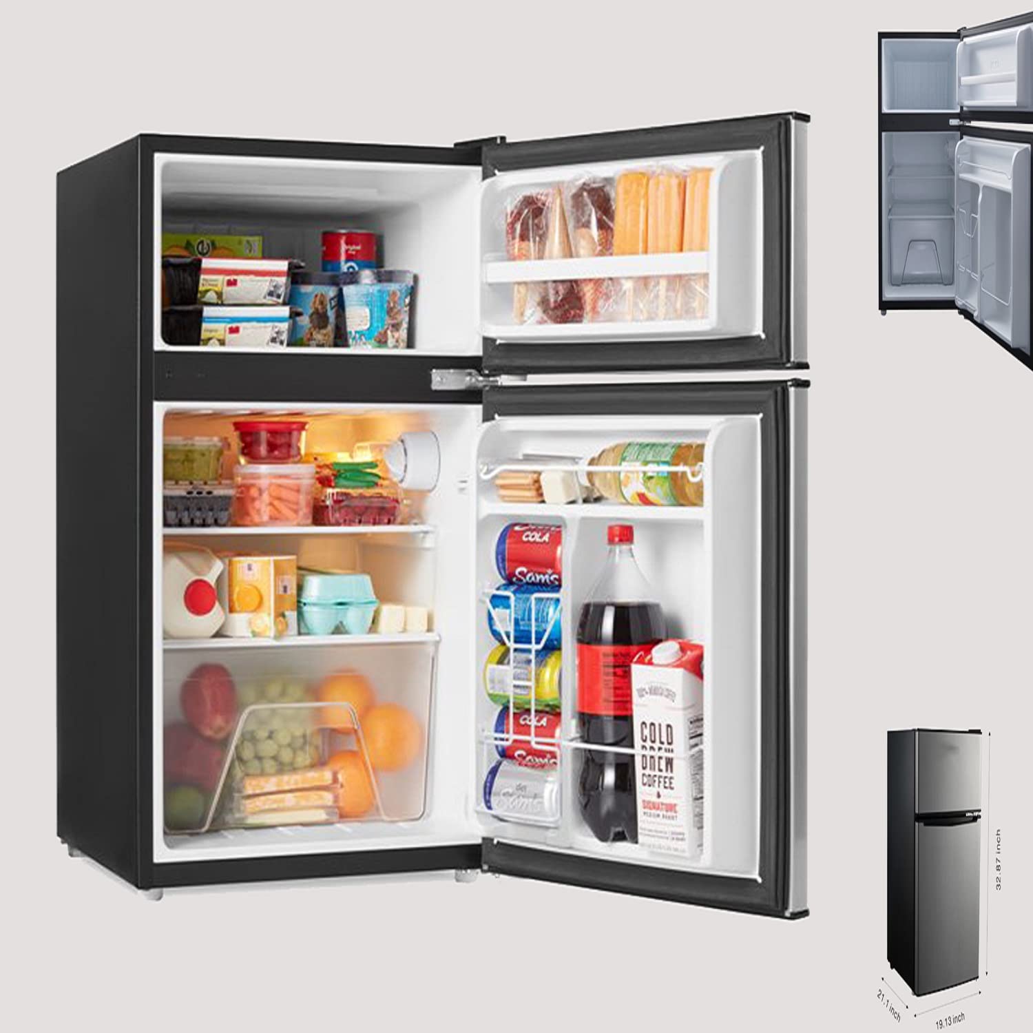 Energy-Saving Efficiency 3.1 Cu Ft Mini Fridge With Freezer, Stainless on Fridge.com - View 1