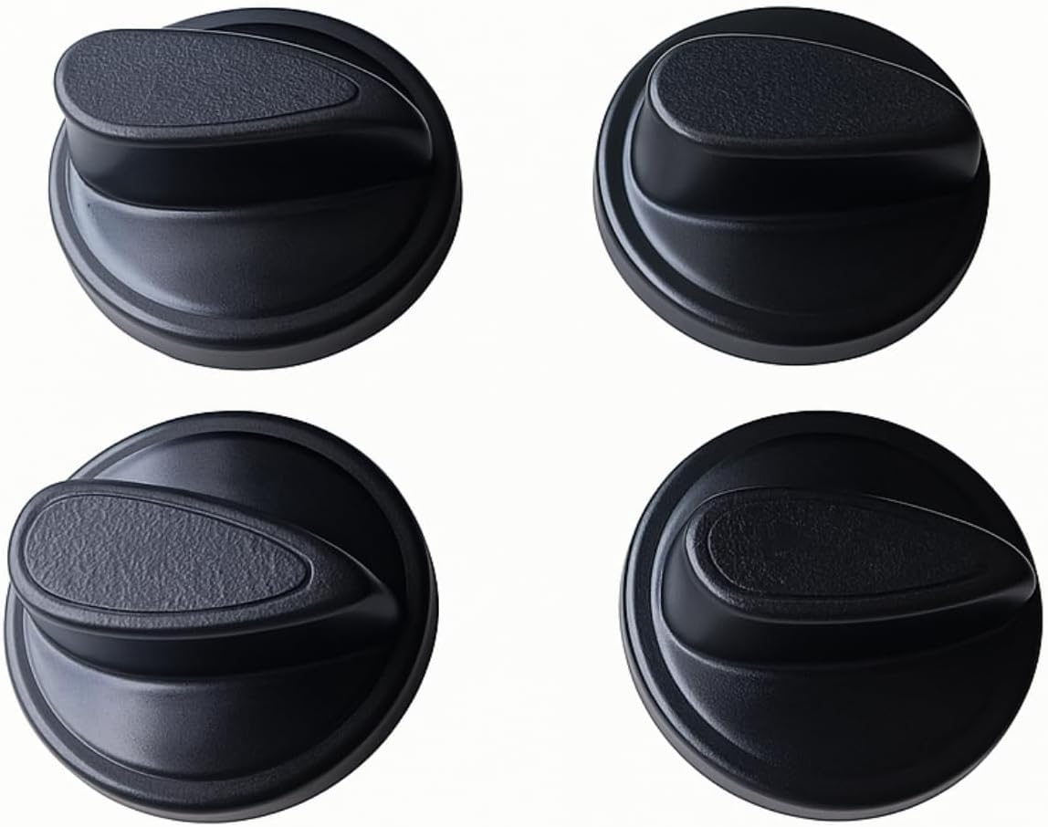Universal Gas Stove On-Off Knobs – (Black, Push/Pressing Type) Plastic Replacement Button (Pack of 4) Compatible with All Gas stoves