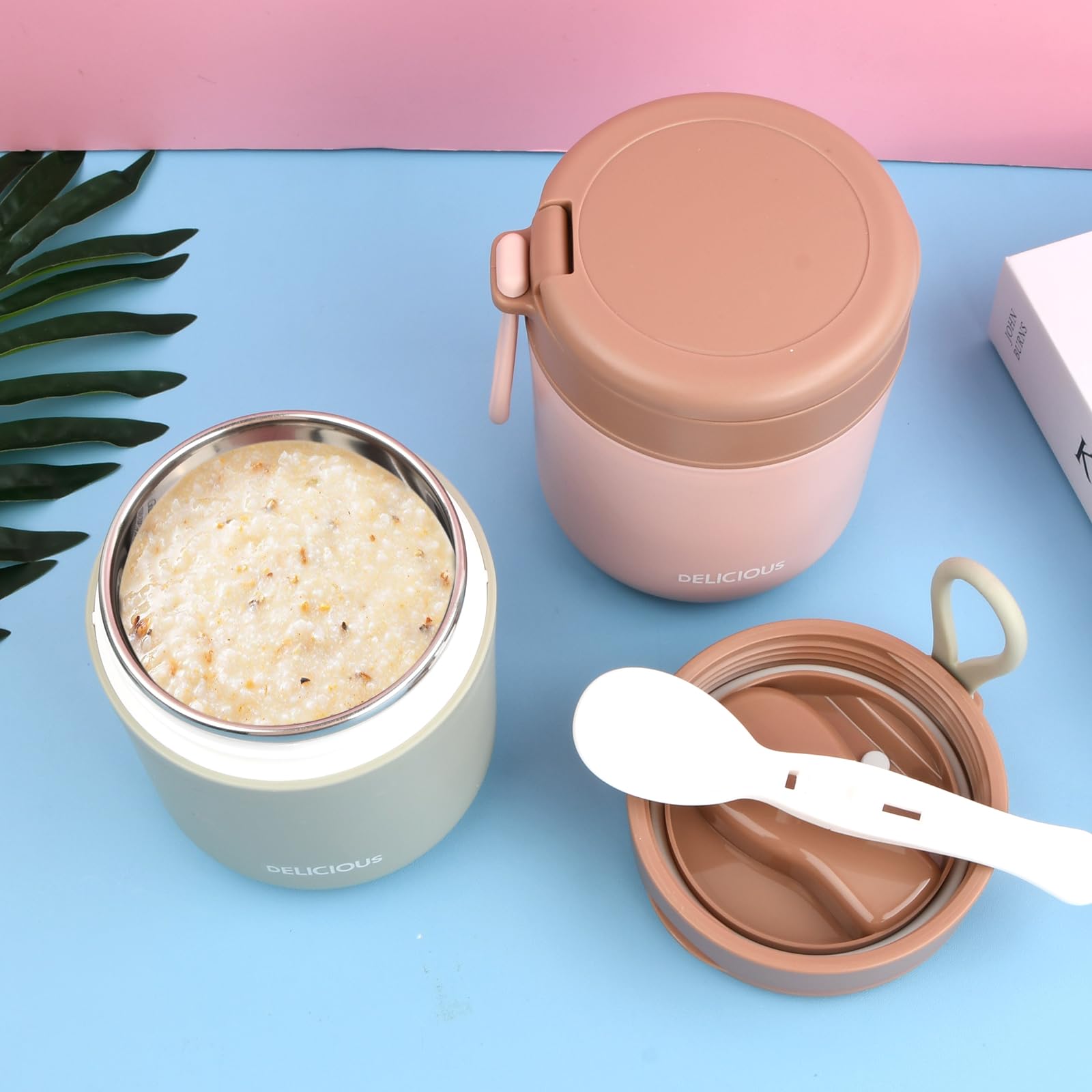 Allecta - Roestvrijstalen Geïsoleerde Lunchbox 550 Ml - Bento Box Voor Onderweg Stapelbare Lunchcontainer Draagbare 2 Laagse Ronde Bento Lunchbox Thermische Voedselcontainer Met Magnetronfunctie
