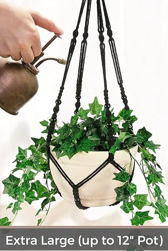Miniatura 2 de Colgador grande de macramé de 43 pulgadas para maceta de 12 pulgadas + gancho para botín (extra largo y grande), maceta colgante grande para plantas