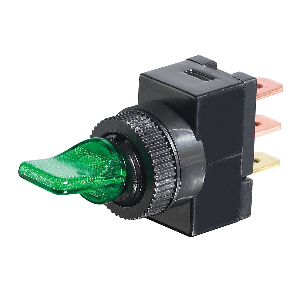 SPST 12VDC/20A Illuminated Toggle Switch with Green LED