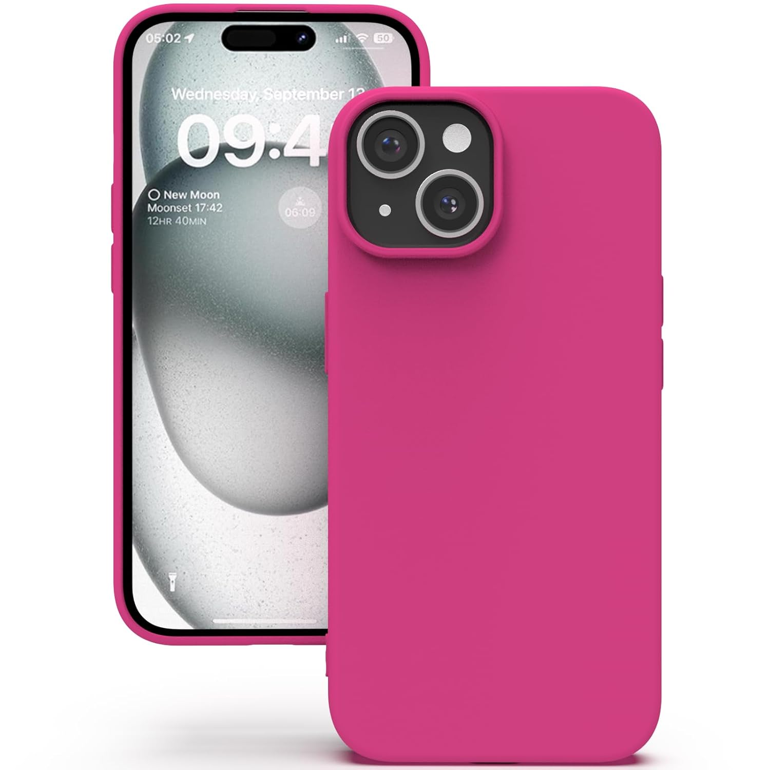 YATWIN Silicone Back Case for iPhone 15 Plus, Soft-Touch Phone Back Cover for Apple iPhone 15 Plus – Magenta