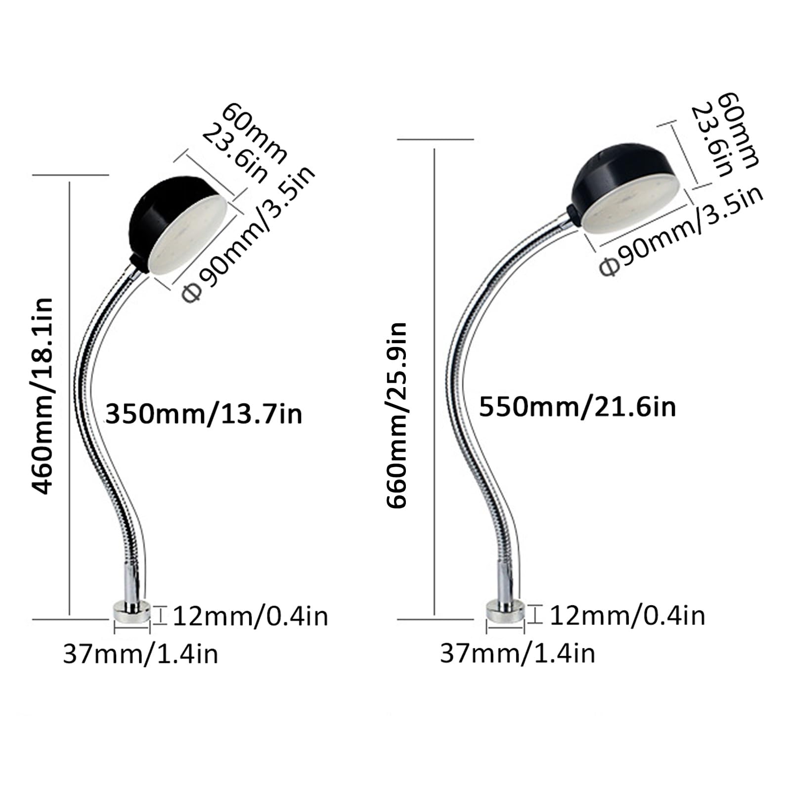Lampa do pracy maszynowej LED z magnetyczną nóżką, 360° elastyczna przemysłowa lampa na szyję łabędzi, odpowiednia do tokarki/wiertarki/maszyny do szycia i konserwacji maszyn (500 mm / 19,6 cali, 8 W