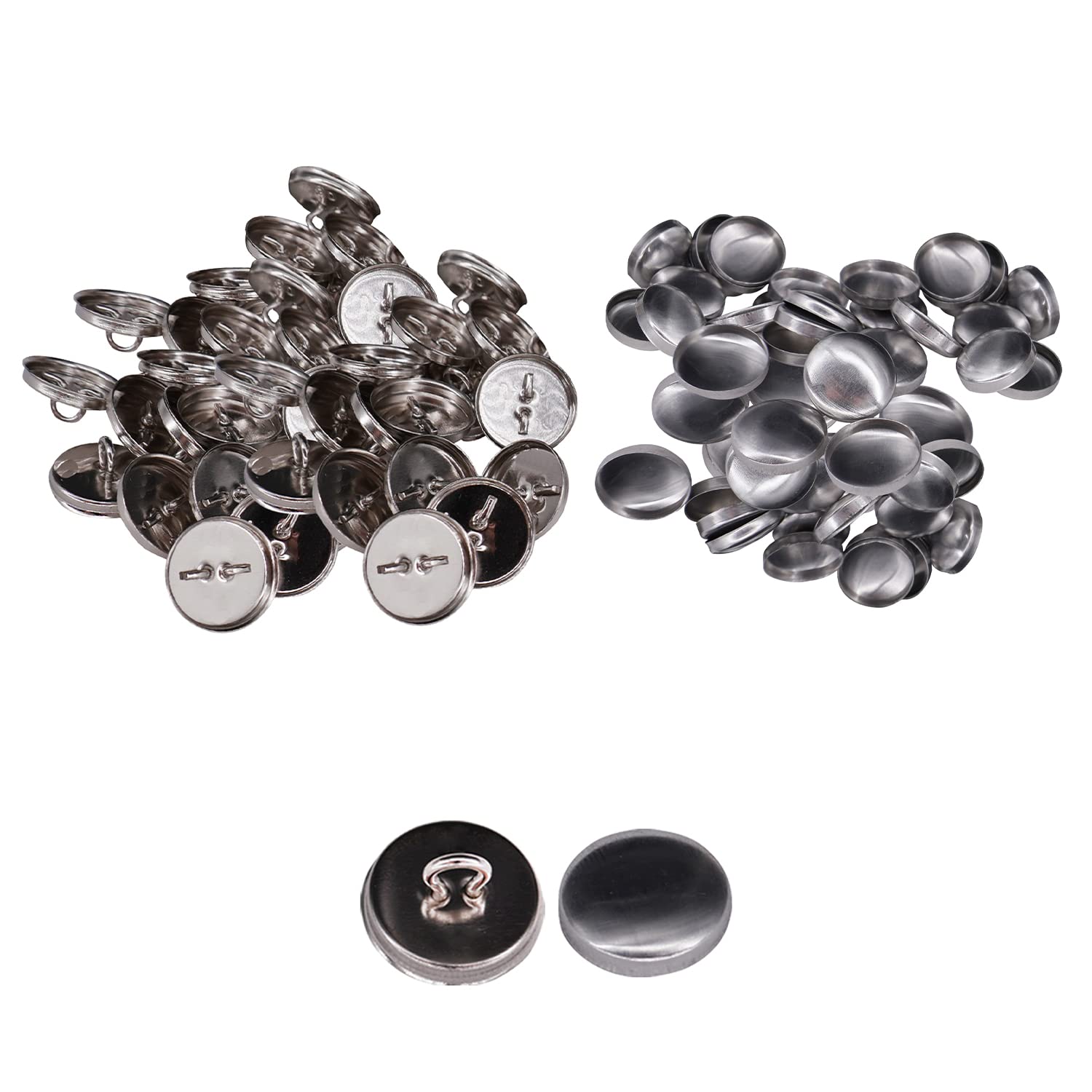 WedDecor 20.5mm Blank Button Making Snaps Self Cover Tack Round Badge Parts for Sewing Projects, Dress Making, Shirts, DIY Crafts, Repairing & Decoration, 50pcs