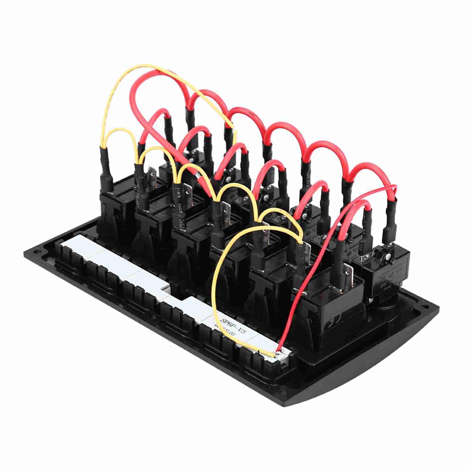 KIMISS Panel przełączników On/Off 6P z diodą LED dla samochodu, łodzi, kampera – 12/24V z wyłącznikiem bezpieczeństwa