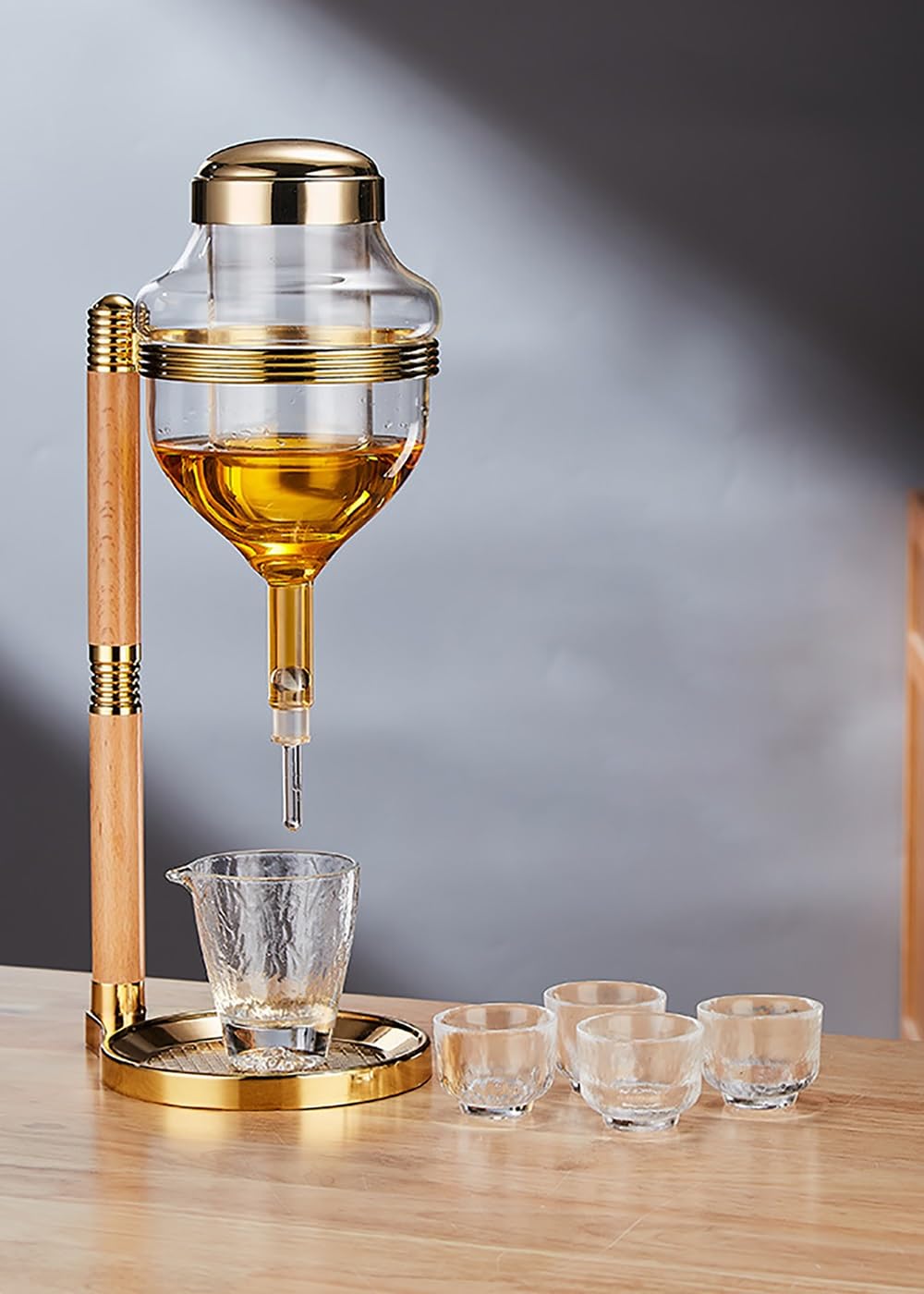 Dispenser di whisky in vetro, decanter multiuso per bevande calde o fredde, facile da pulire, design a goccia, ideale per casa, bar e feste