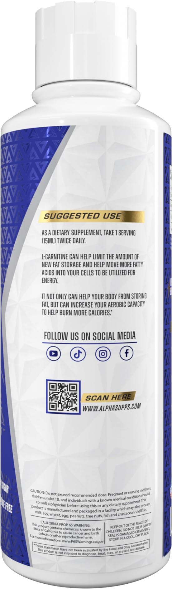 Amazon.com: Alpha Supps L Carnitine Liquid 3000 | Stimulant-Free Fat Burner  Supplement for Men & Women | Pre-Workout Energy Boost & Muscle Recovery |  Zero Sugar, Fat, & Carbs