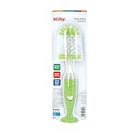 Vista 6 de Nuby Cepillo para botella de cerdas suaves y duraderas con asas texturizadas y base de succión, sistema 2 en 1, color verde