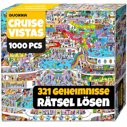 QUOKKA Puzzle 1000 Teile für Erwachsene - Kreuzfahrtaussichten - Hochwertige Boxverpackung mit Extra Lustigen Herausforderungen - Atemberaubendes Tiere Puzzle - Kreatives Geschenk zur Entspannung