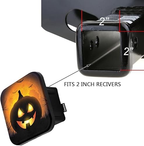 Miniatura 3 de Swono Cubiertas de enganche de remolque de automóvil de calabaza, calabaza, luna, murciélagos, cuadradas, 2 pulgadas, cubiertas de enganche de