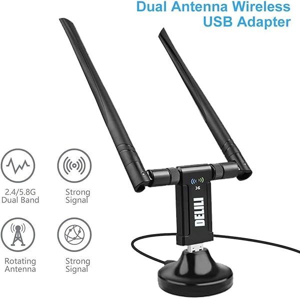 Adattatore WiFi 1200 Mbps Dual Band USB WiFi 58G867Mbps2 4G300Mbps con supporto USB 3 0 cavo di prolunga a doppio e alto guadagno 5 dBi Antenne per PC e laptop Windows 1087XP M acOS