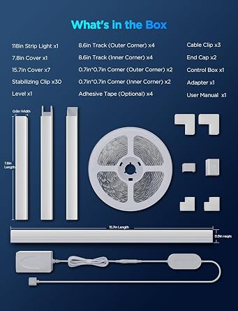 Govee RGBIC LED Strip Lights 9.8ft with Covers, Smart LED Lights Work with Alexa and Google Assistant, Diffuser Channel with LED Lights for Bedroom, Skirting Lines, Studio, Cabinet