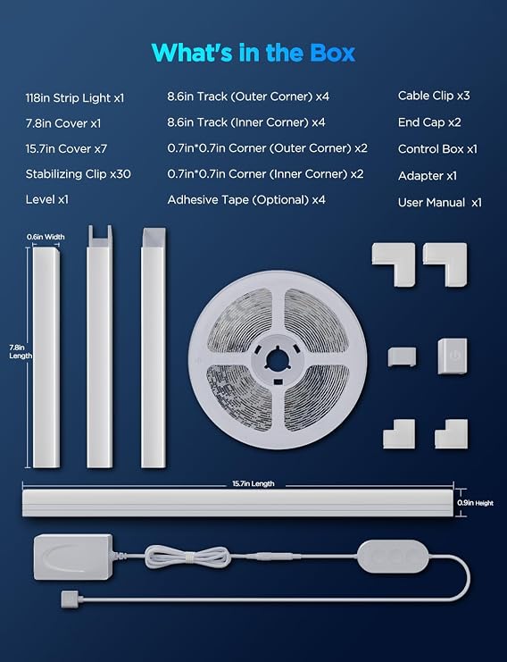 Govee RGBIC LED Strip Lights 9.8ft with Covers, Smart LED Lights Work with Alexa and Google Assistant, Diffuser Channel with LED Lights for Bedroom, Skirting Lines, Studio, Cabinet