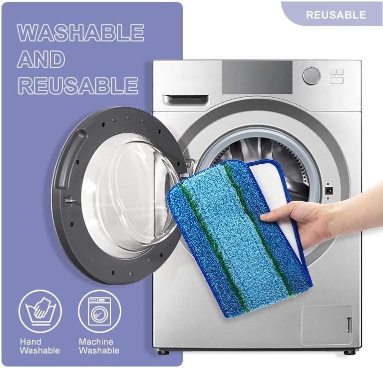 Miniatura 6 de Zengerent Paquete de 6 almohadillas de recambio para fregona Bona Family of Mops, 2 almohadillas de limpieza de microfibra, 2 almohadillas de