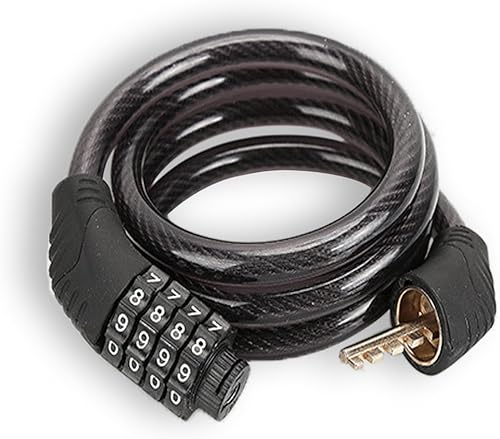 Candado de bicicleta de combinación de 4 dígitos, cerradura de cable antirrobo resistente con seguridad sin llave, diseño resistente a la intemperie