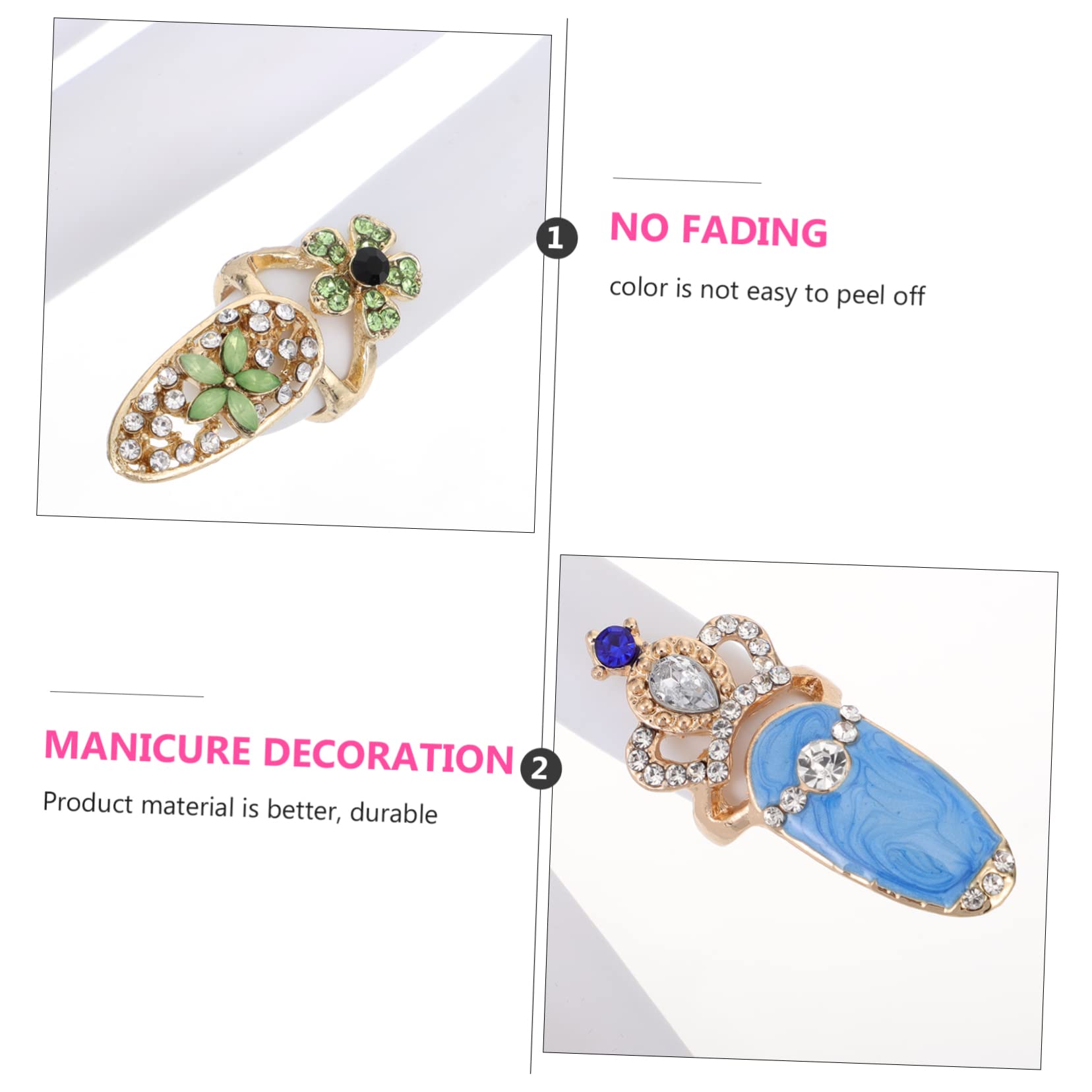 48pièces Décorations Art Des Charms Pour Manucure Bagues De Doigts Accessoires Créatifs Pour Nail Art