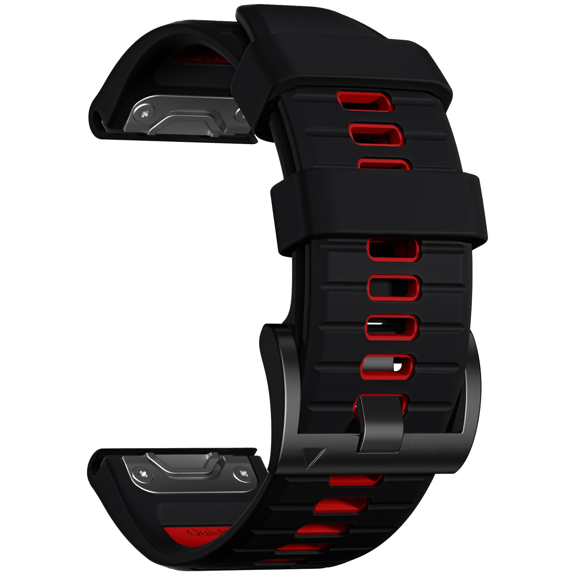 Epova QuickFit Compatible with Garmin Fenix 8 51mm Strap/Fenix 7X/7X Pro/Fenix 6X/6X Pro/Fenix 5X/5X Plus/Fenix 3/3HR - 26mm Silicone Sport Strap for Garmin Enduro/Tactix/Epix 2 51mm, BlackRed
